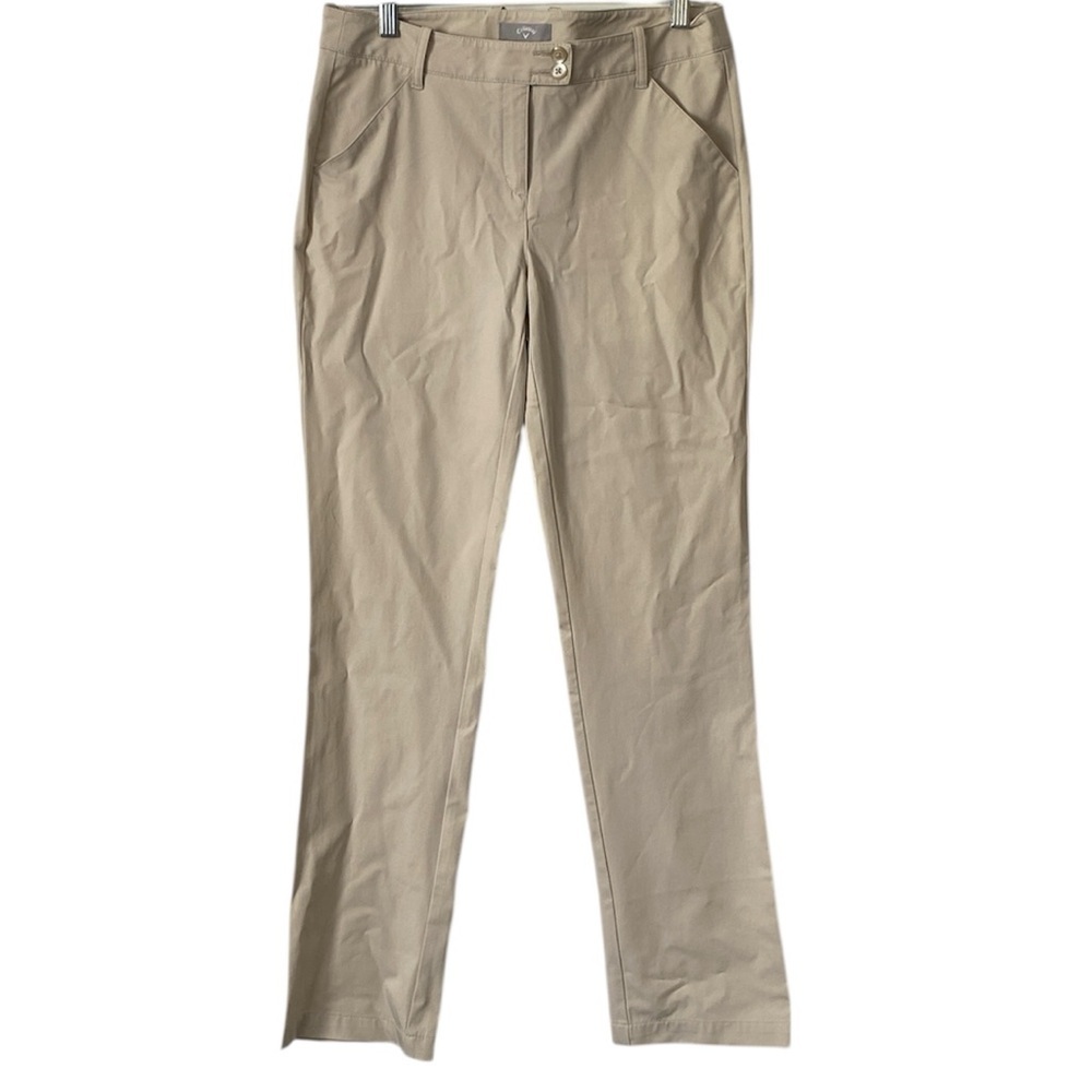 Callaway Women's Cream golf trousers mid rise straight leg lightweight sz 8x32